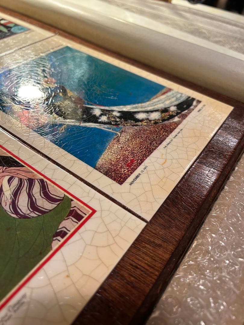 希少 ヴィンテージ VOGUE 木製 タイル アートデコ ポスター