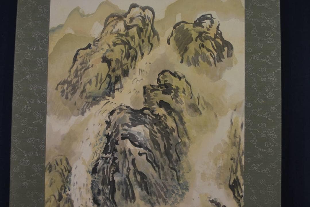 【真作】富田渓山/高士観瀑図/掛軸/名家伝来/Ｔ-193 J