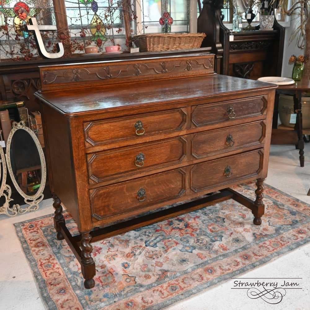 L3710-110 英国アンティーク オーク チェスト 3段 収納 レンジ台