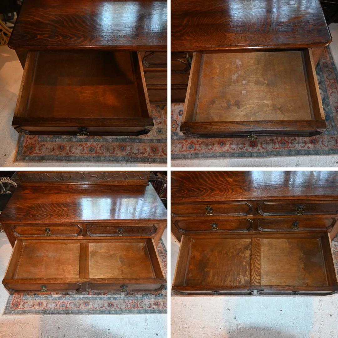 L3710-110 英国アンティーク オーク チェスト 3段 収納 レンジ台