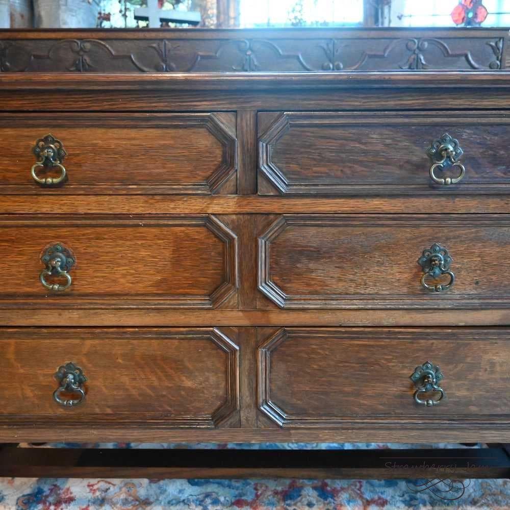 L3710-110 英国アンティーク オーク チェスト 3段 収納 レンジ台