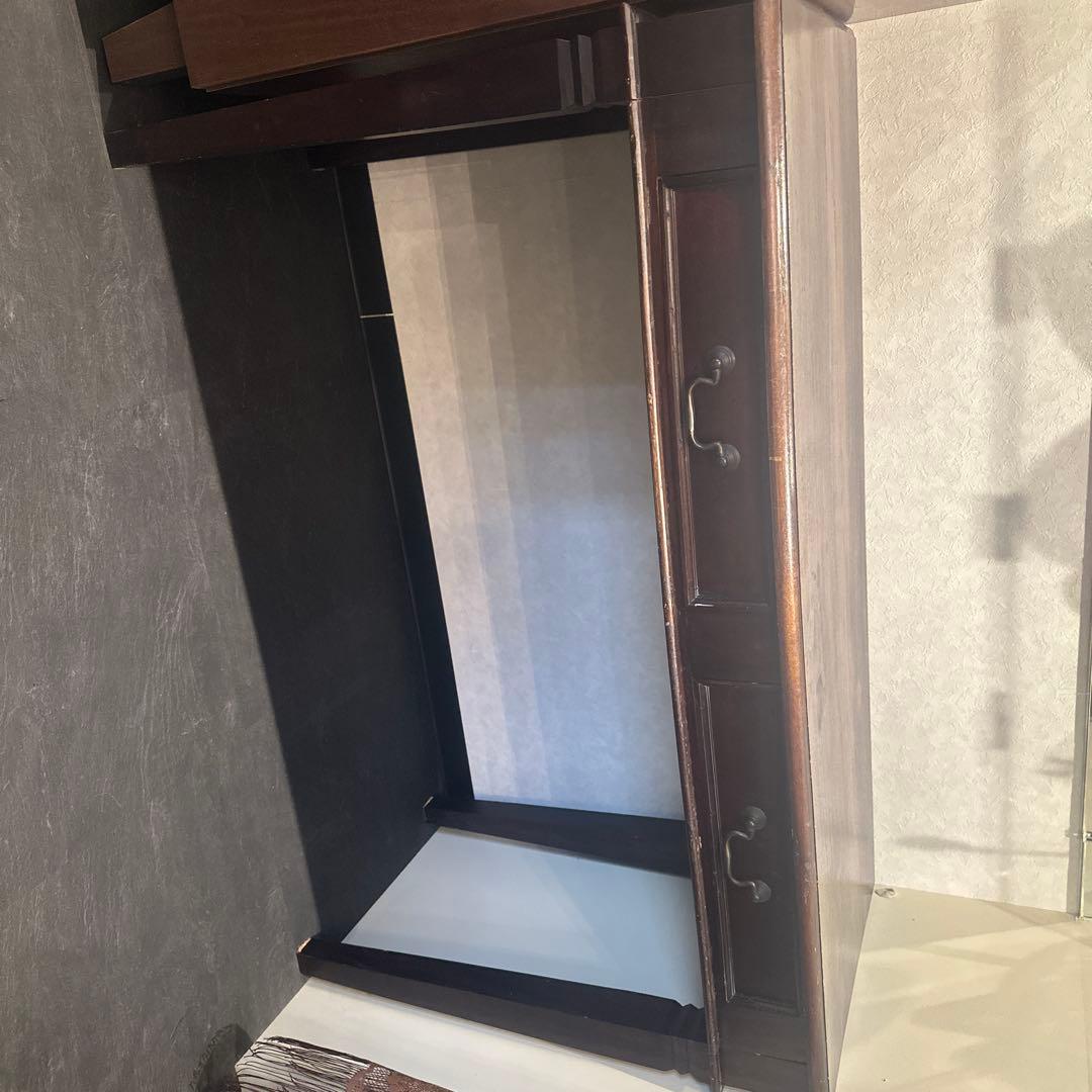 ⭐︎木製文机 ダークブラウン 引き出し2つ⭐︎