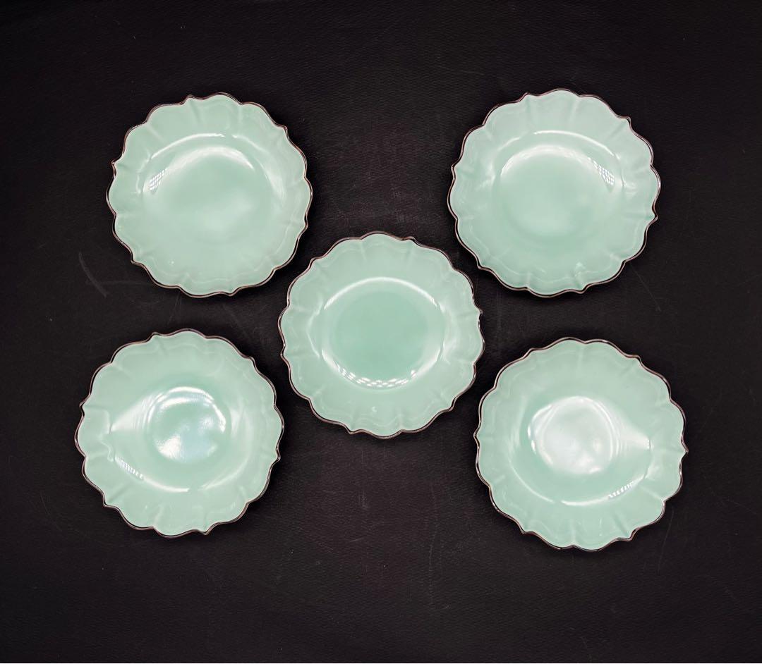 深川製磁　百年庵 笹青磁 皿5枚セット 宮内庁御用達 箱付き