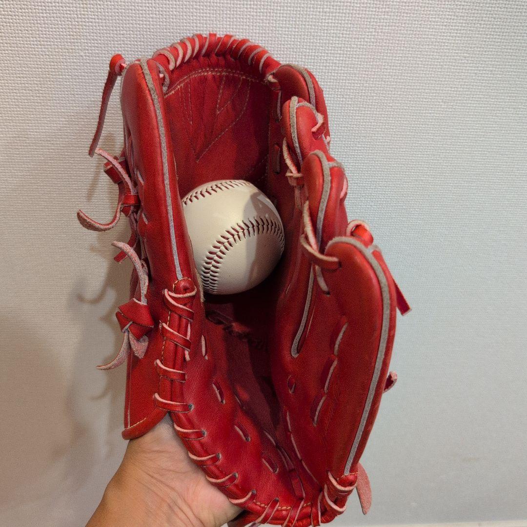 ミズノ Global Elite 赤 グローブ 投手用 一般軟式 専用袋付き