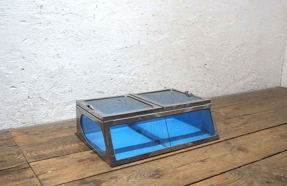 1328 昭和レトロな駄菓子屋のガラスケース　飾り棚　陳列棚　ビンテージ　古家具