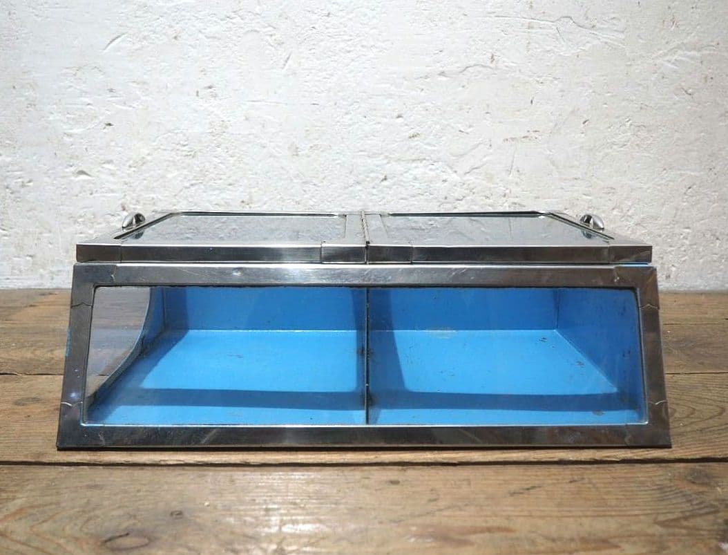 1328 昭和レトロな駄菓子屋のガラスケース　飾り棚　陳列棚　ビンテージ　古家具