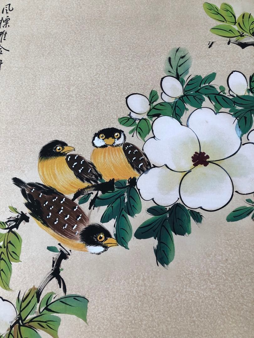 梅蘭芳 花鳥画 掛け軸 四尺 手描き 中国美術 絵画 書画 花鳥図 インテリア