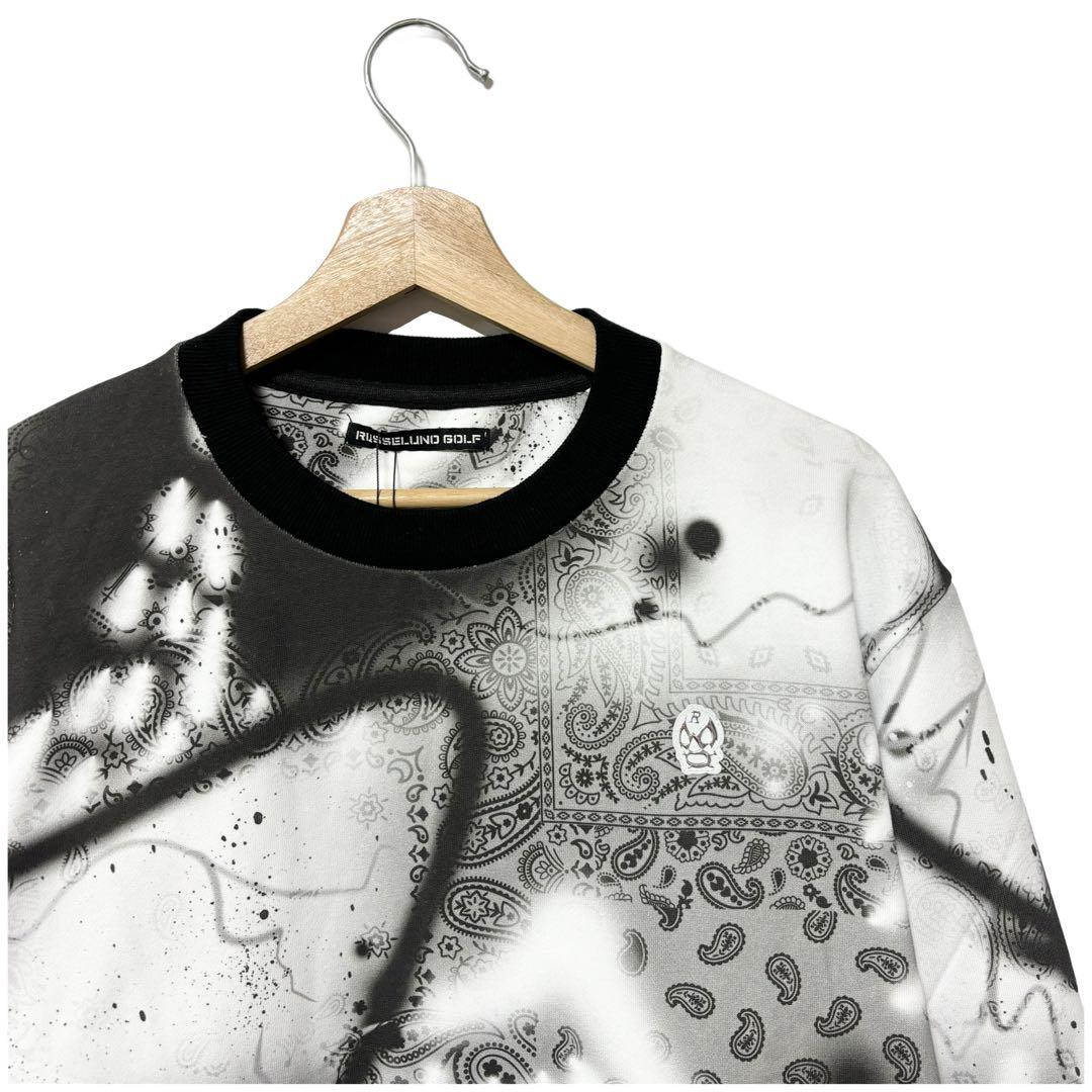 ラッセルノ ゴルフ クルーネック P.O スプレー ペイズリー ホワイト XL
