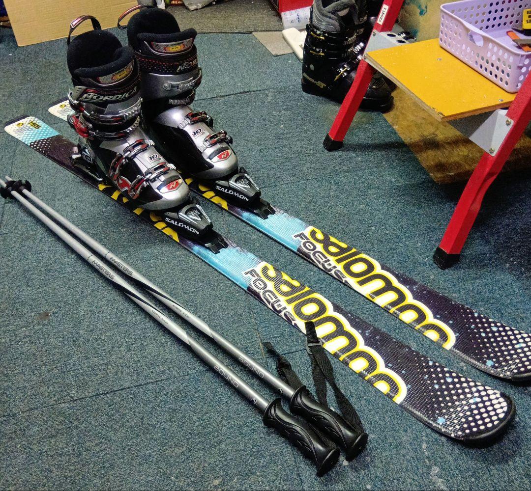 155cmサロモン（メンテナス済） 靴NORDICA27cmストック付