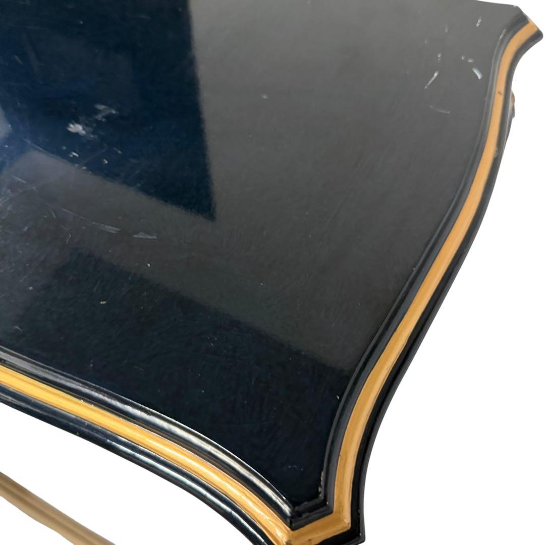 ヨーロピアン調 黒×金 花台 サイドテーブル 猫脚