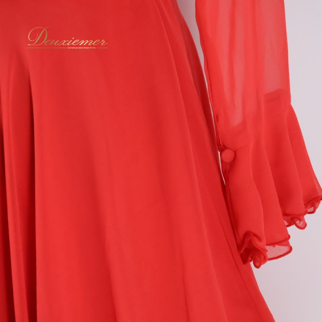 【日本製 社交ダンス衣装】レッド SORELI ワンピース ドレス 赤 レース