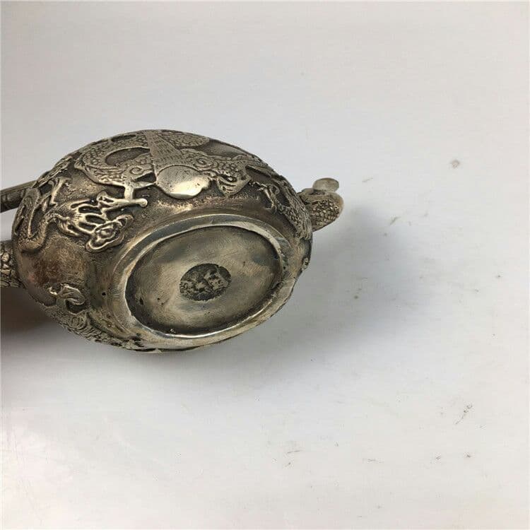 アンティーク工芸品白銅竜頭引出しポット置物 銅急須置物