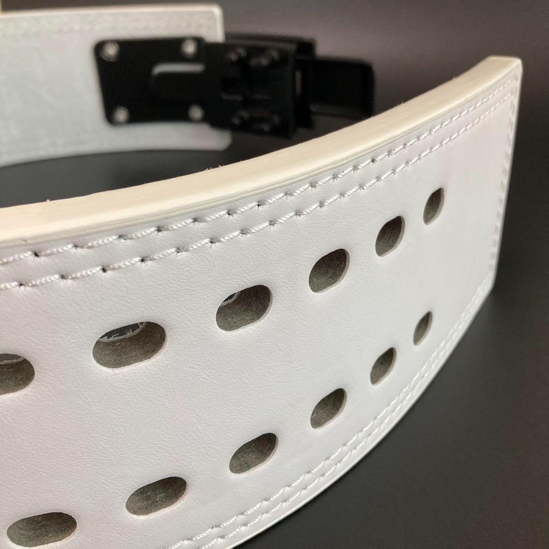 本革13ミリ パワーベルト パワーリフティング S 可変式 white×マット黒