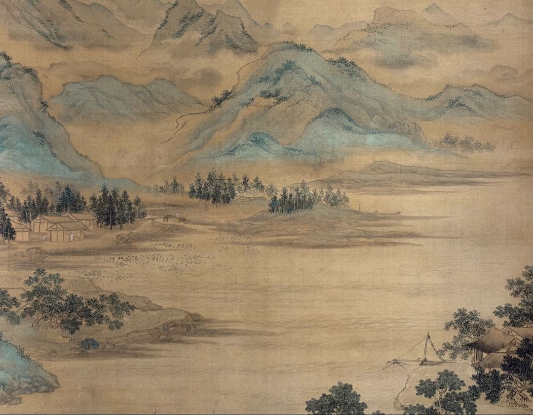 中国　明時代　仇英　蓮渓魚隠圖　絹本　原色複製　◇検故宮博物館◇ 一鼎軒0926