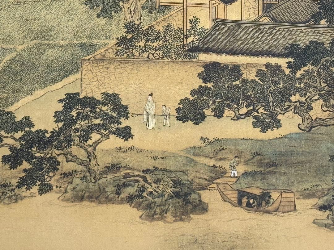 中国　明時代　仇英　蓮渓魚隠圖　絹本　原色複製　◇検故宮博物館◇ 一鼎軒0926