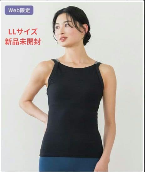 【SUKALA】ダブルストラップリブロゴタンクトップ　ブラックLL　Lava