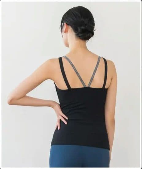 【SUKALA】ダブルストラップリブロゴタンクトップ　ブラックLL　Lava