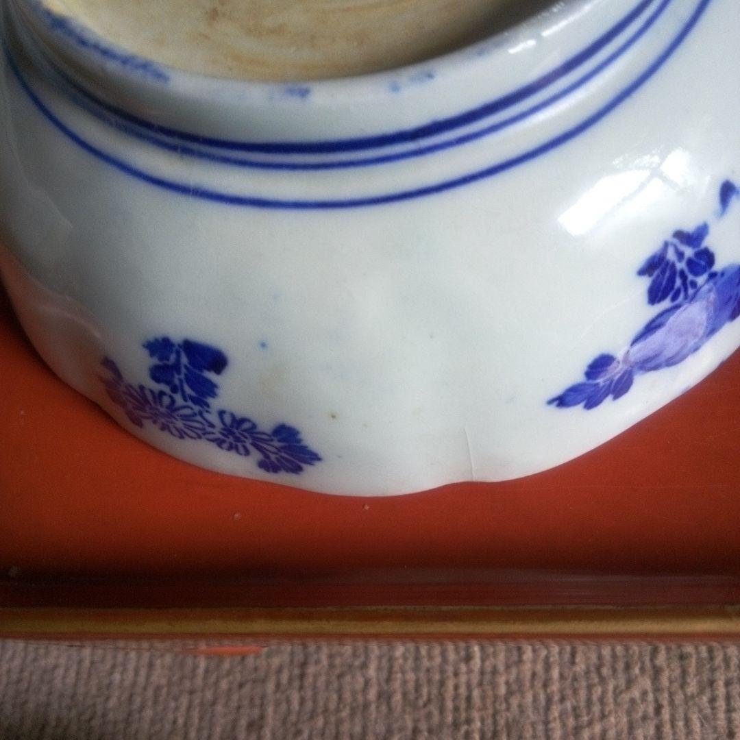 明治時代 印判 線描き なます皿 ５客