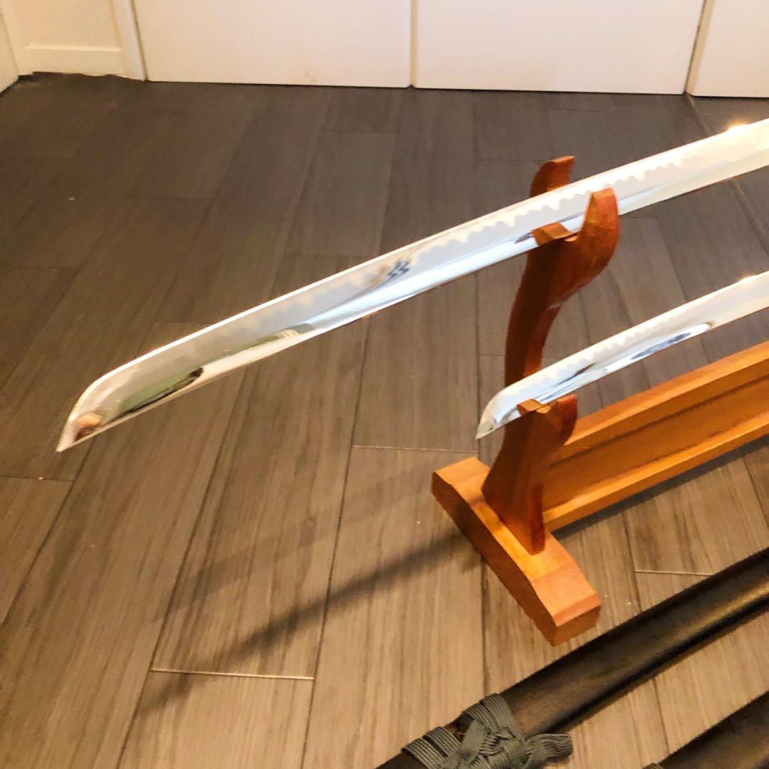 模造刀　緑拵え　美術刀剣　太刀　脇差　大小セット　2本セット