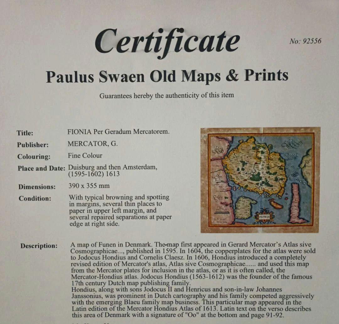 額装品　G.MERCATOR メルカトル　「FIONIA」デンマーク　稀少　美品