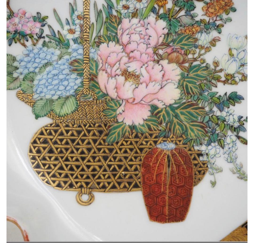 送料無料　博物館級　九谷の名工　初代石野竜山（兵太郎）花鳥図皿