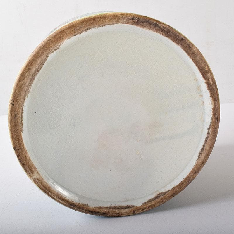 中国　粉彩　花鳥文　蓋付壺　時代箱　V　7753C