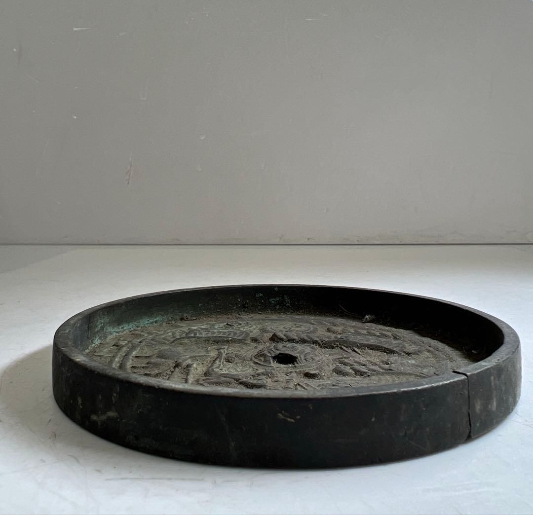 江戸時代　初期から中期　古銅古鏡　309g/直径11.8㎝　東Y7-0616④