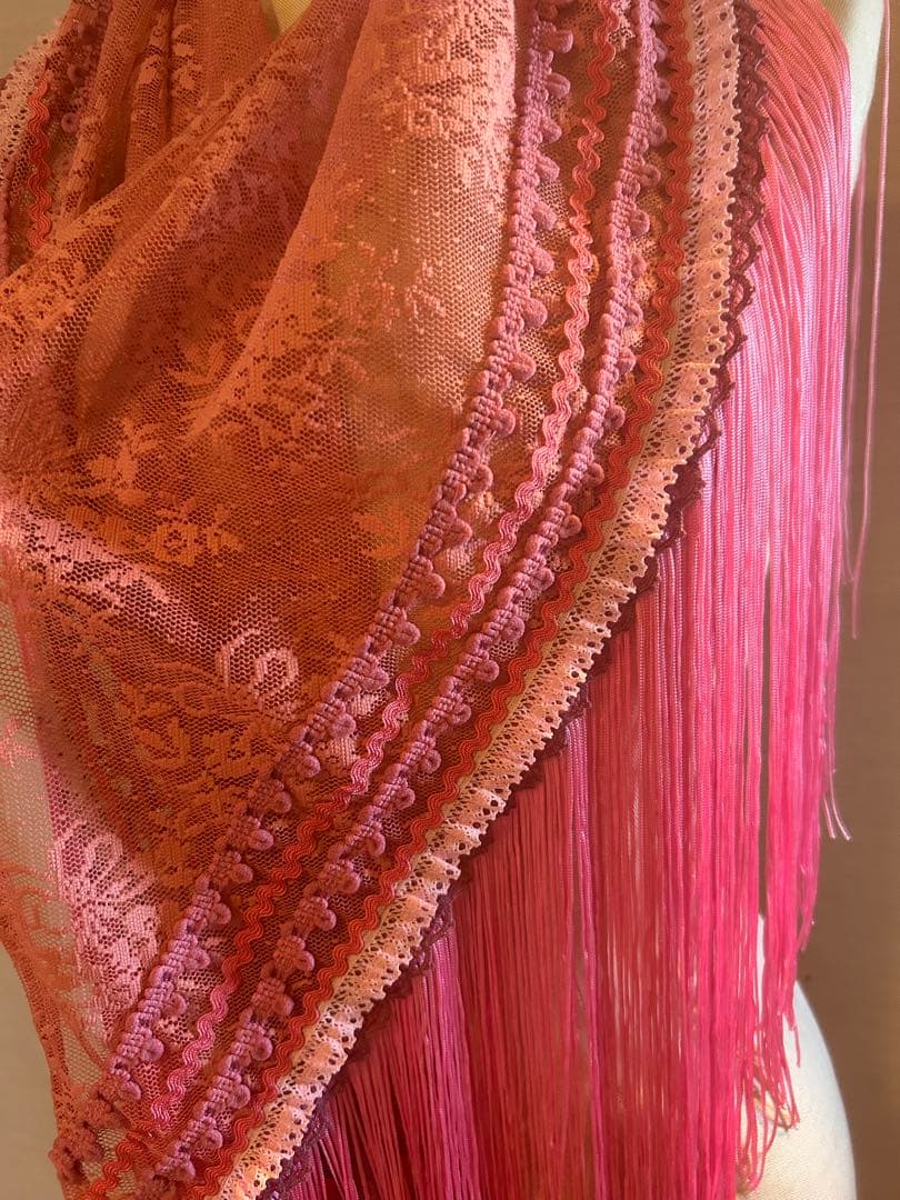 新作★ピンク系　フラメンコ衣装シージョフリンジ付き