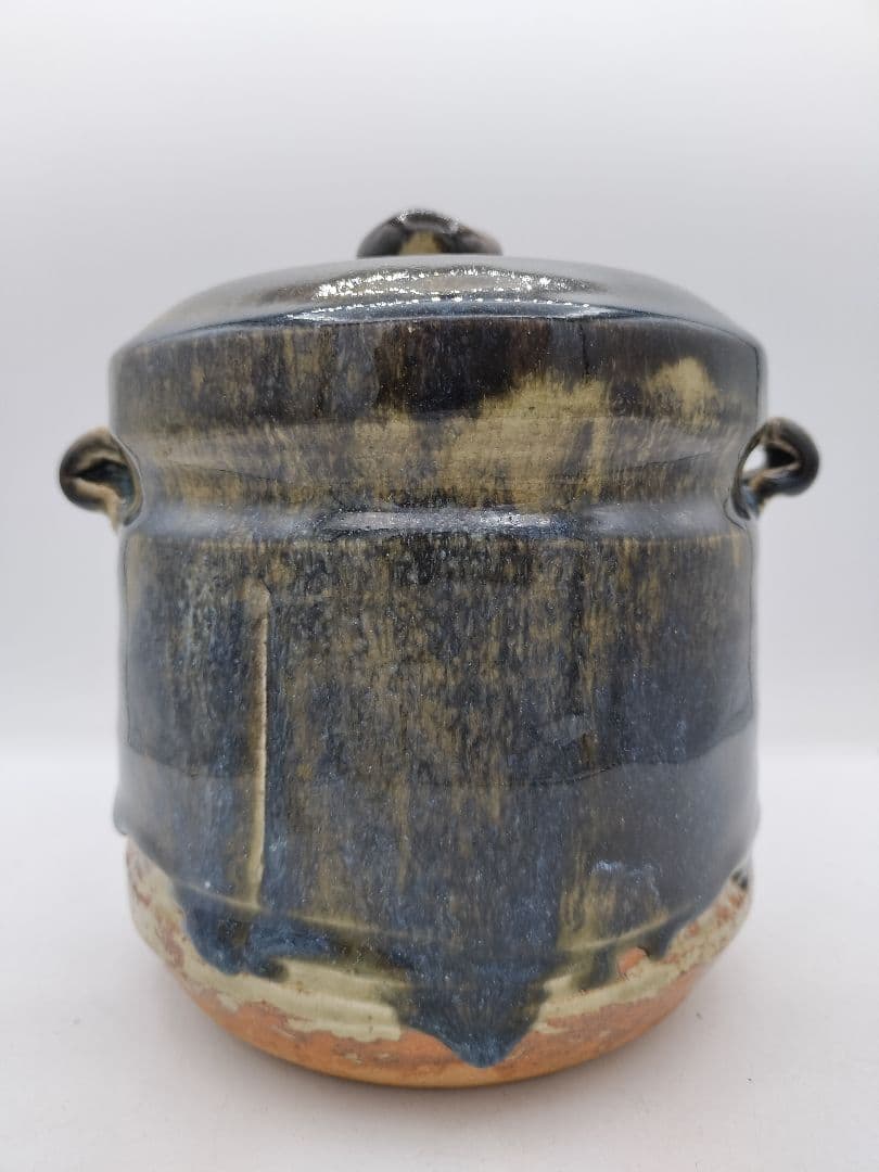 c765 水指 神懸焼 耳付 小豆島 室井香悦 木箱 茶道具 古物