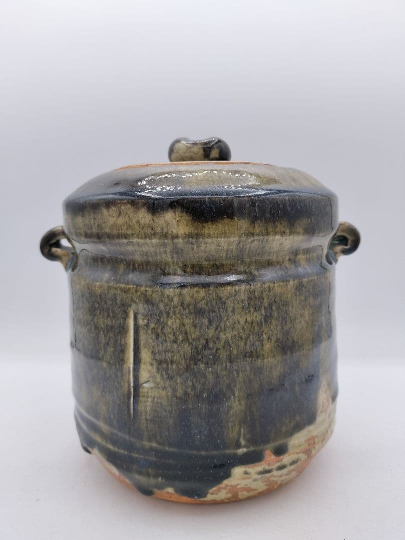 c765 水指 神懸焼 耳付 小豆島 室井香悦 木箱 茶道具 古物