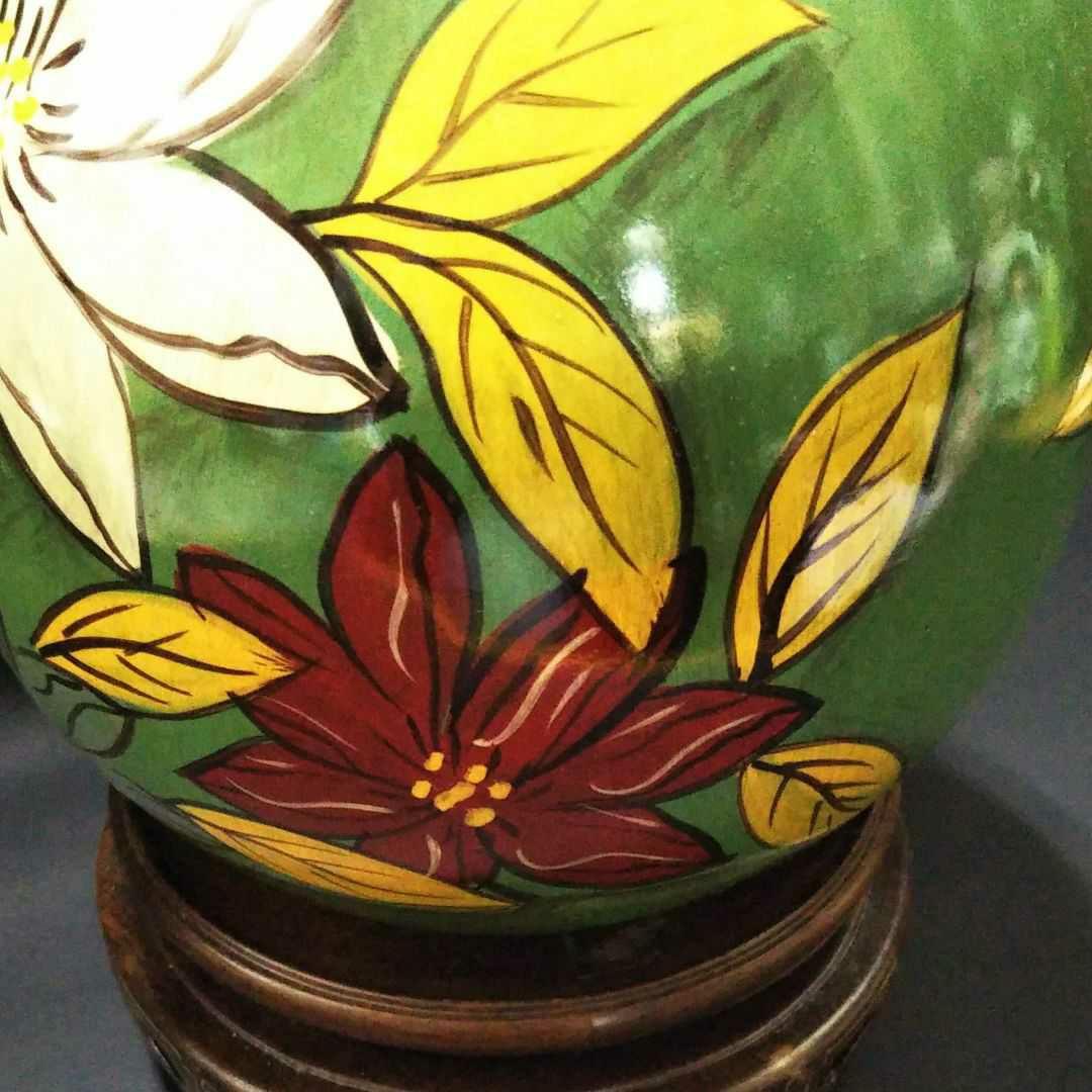 ※中国古美術/磁州窯黒釉三彩蓮弁花瓶/