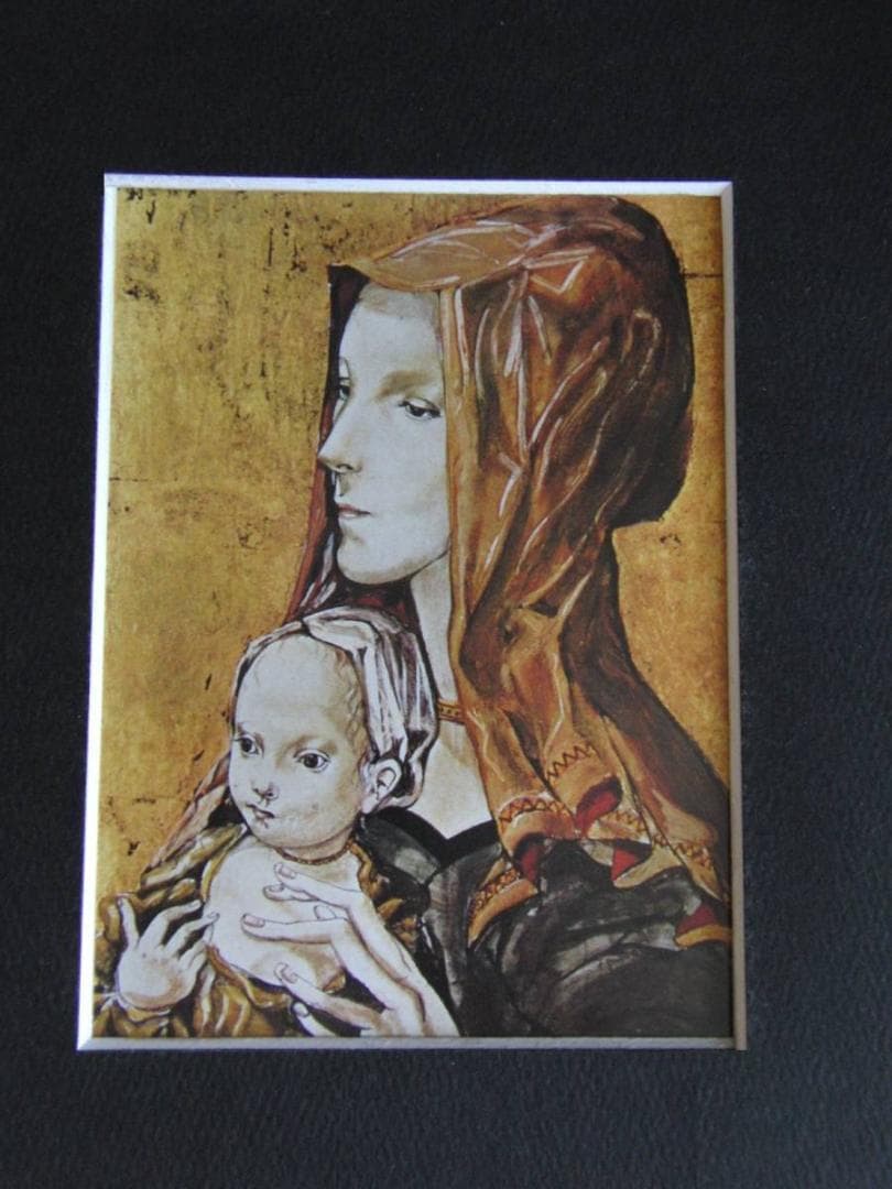 藤田嗣治、「Vierge et Enfant」、希少画集の額装画、人気作品